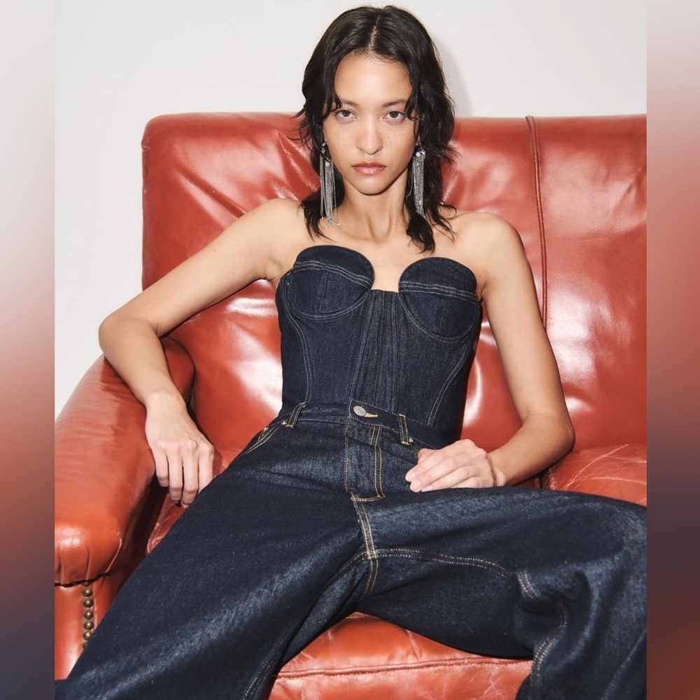BNWT ZARA contrast top stitched bustier